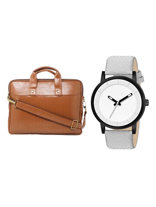 adk analog watch and leatherette laptop bags combo - 16616686 - Very Small Image - 1
