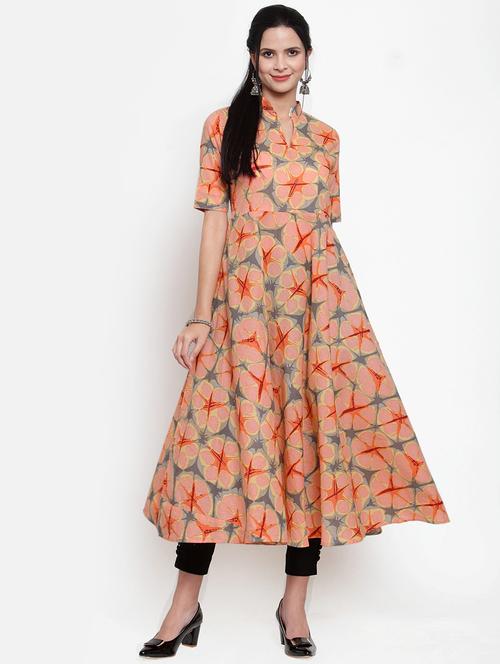 printed flared anarkali kurta - 16618080 - Very Small Image - 1