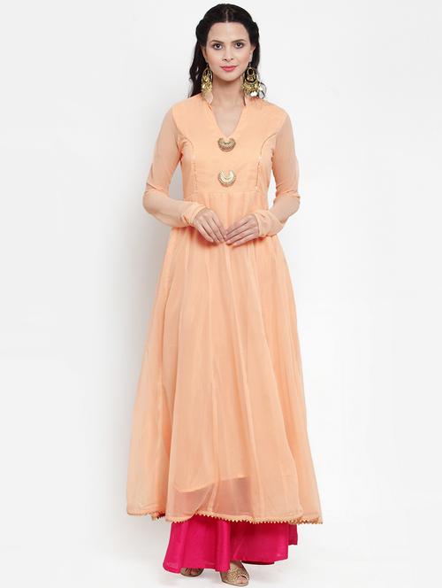 gota work solid anarkali kurta - 16618084 - Very Small Image - 1