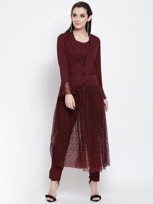 lapel neck floral laced jacket - 16618578 - Very Small Image - 1