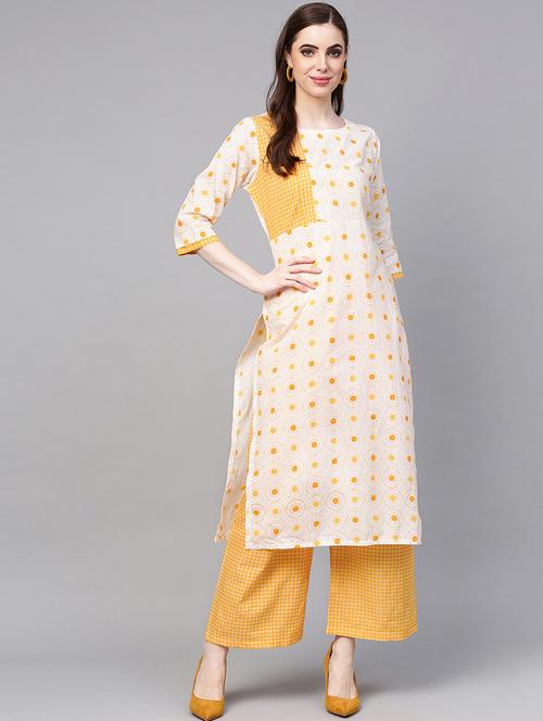 geometric printed kurta with palazzo set - 16618929 - Very Small Image - 1