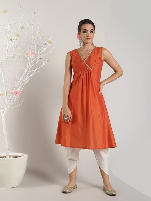 gota work solid kurta with salwar set - 16619298 - Very Small Image - 1