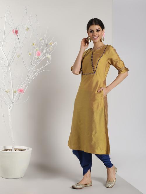 solid straight kurta with salwar set - 16619451 - Very Small Image - 1