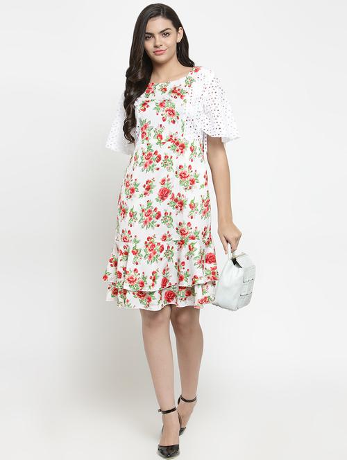 bell sleeved floral a-line dress - 16626673 - Very Small Image - 1