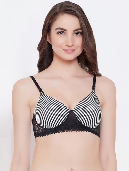 floral laced striped t-shirt bra - 16628163 - Very Small Image - 1