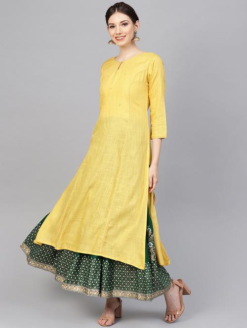solid kurta skirt set - 16630366 - Very Small Image - 1
