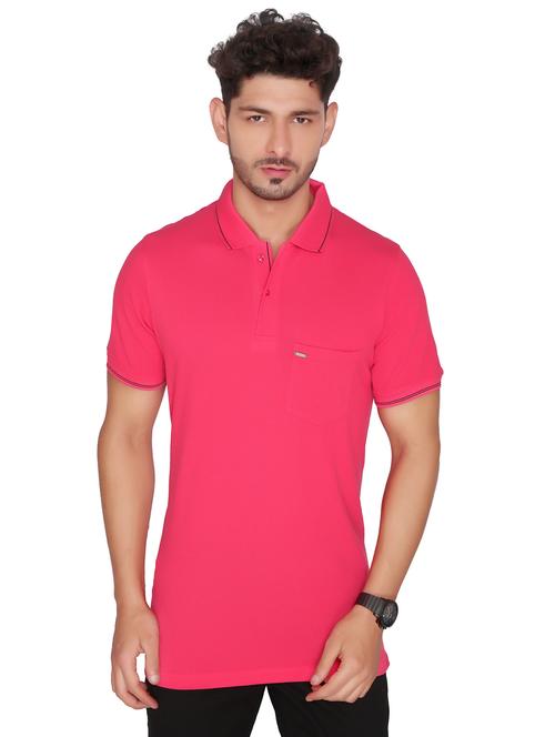 pink solid polo t-shirt - 16631018 - Very Small Image - 1