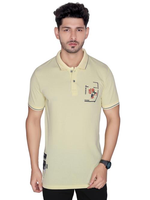 yellow printed polo t-shirt - 16631037 - Very Small Image - 1