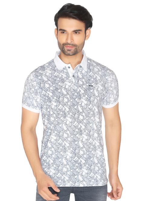 white printed polo t-shirt - 16631071 - Very Small Image - 1