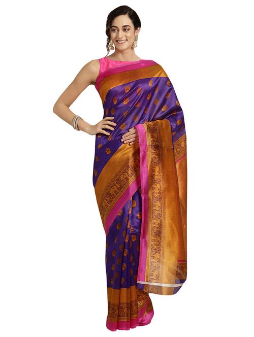 paisley printed saree with blouse - 16631288 - Very Small Image - 1