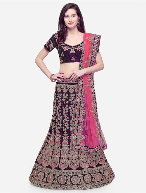 embroidered a-line lehenga - 16632186 - Very Small Image - 1