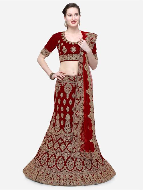 embroidered a-line lehenga - 16632190 - Very Small Image - 1