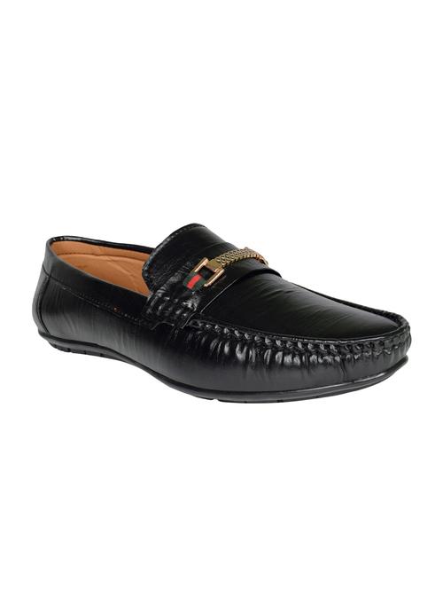 black leatherette slip on loafers - 16632450 - Very Small Image - 1