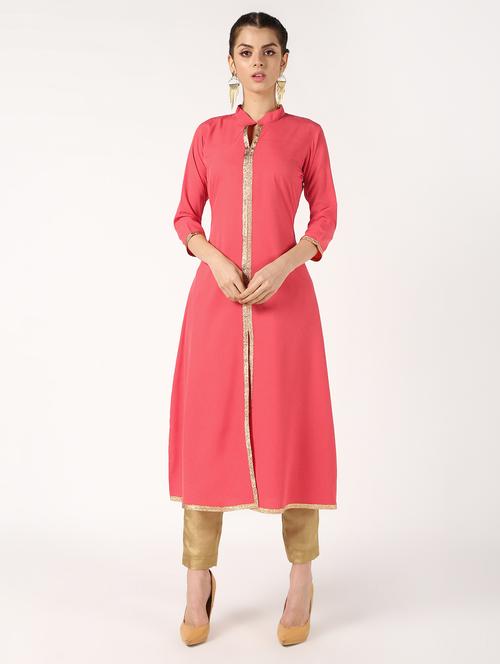 solid gota work flared kurta  - 16632746 - Very Small Image - 1