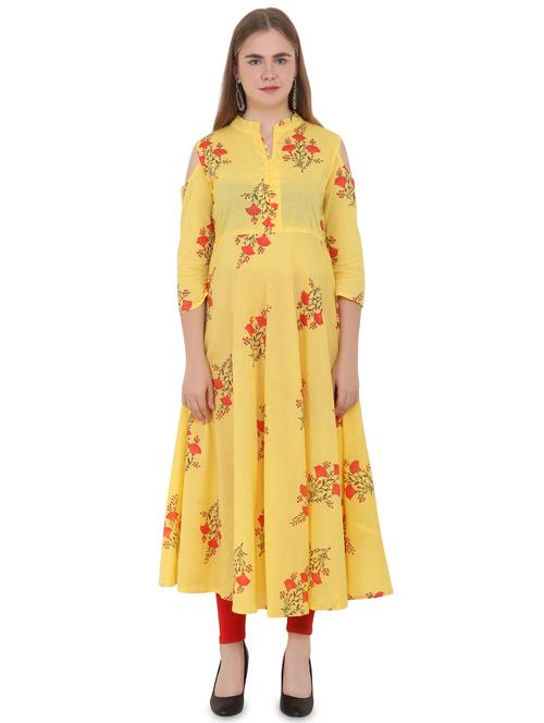 floral printed anarkali kurta - 16633170 - Very Small Image - 1