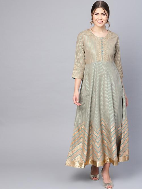 chevron zari work anarkali ethnic dress - 16633300 - Very Small Image - 1