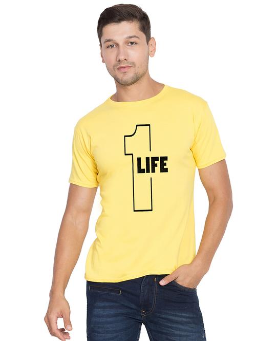 yellow chest print t-shirt - 16634045 - Very Small Image - 1