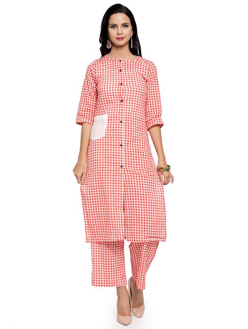 checkered straight kurta - 16634106 - Very Small Image - 1