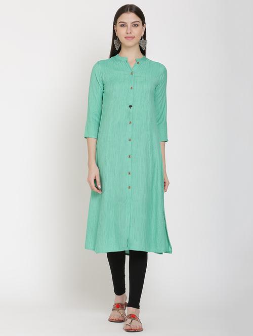 solid a-line kurta - 16634951 - Very Small Image - 1