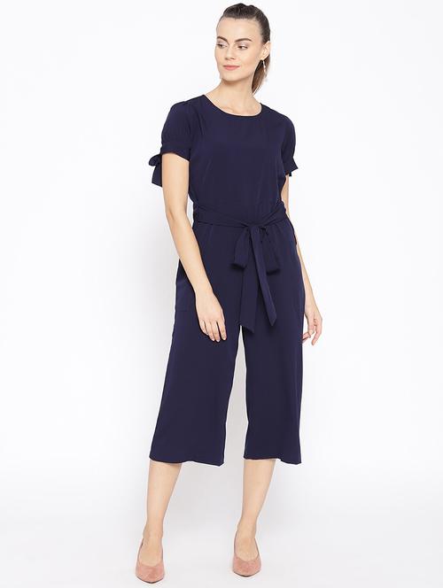 tie front solid jumpsuit  - 16635169 - Very Small Image - 1
