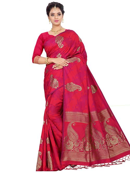 woven banarasi saree with blouse - 16635461 - Very Small Image - 1