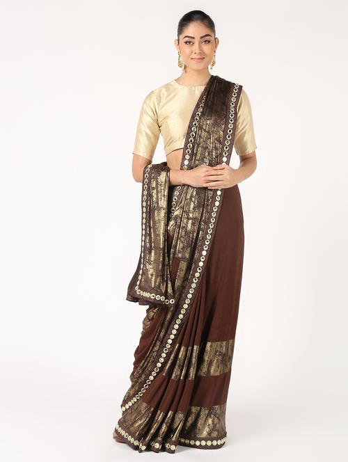 abstract lace detailed saree with blouse - 16637611 - Very Small Image - 1