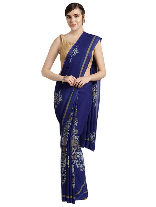 ethnic printed saree with blouse - 16637826 - Very Small Image - 1