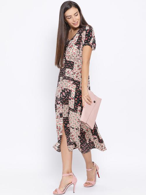 v-neck floral a-line dress - 16637889 - Very Small Image - 1