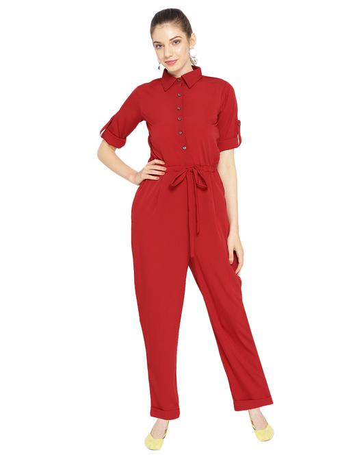 tie front solid jumpsuit  - 16637948 - Very Small Image - 1