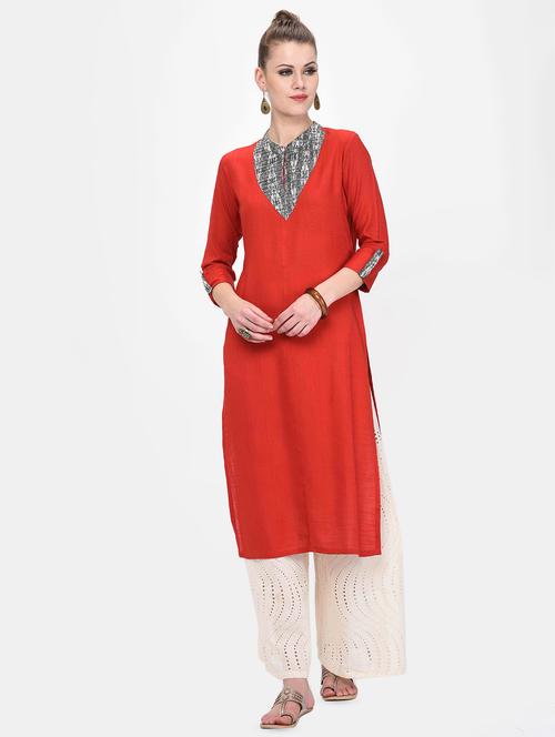 contrast straight kurta - 16638003 - Very Small Image - 1