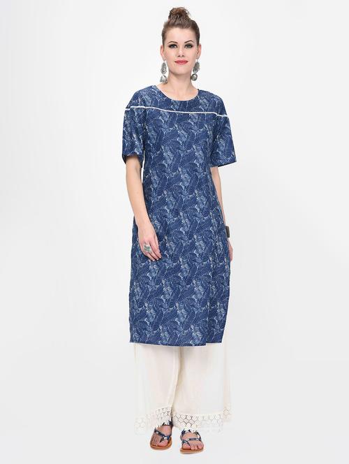 indigo straight kurta - 16638020 - Very Small Image - 1