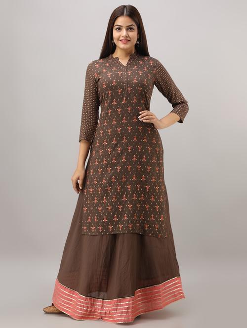 printed kurta skirt set - 16642127 - Very Small Image - 1