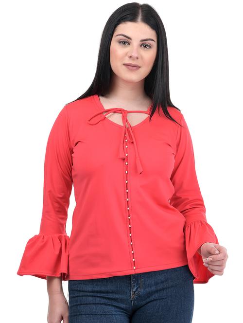 tie knot bell sleeved embellished top - 16642577 - Very Small Image - 1
