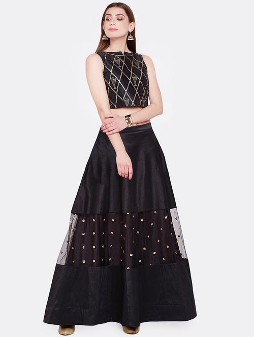 sequined a-line lehenga - 16645509 - Very Small Image - 1