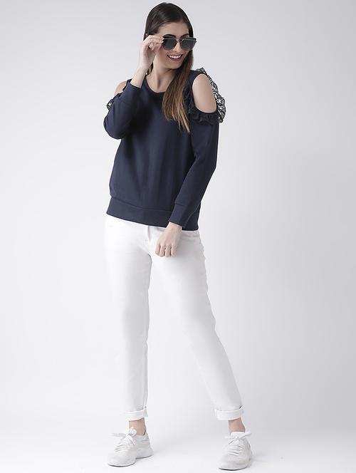 cold shoulder solid top - 16645822 - Very Small Image - 1