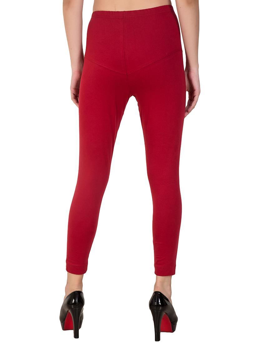 red solid ankle length legging - 16646243 - Standard Image - 2