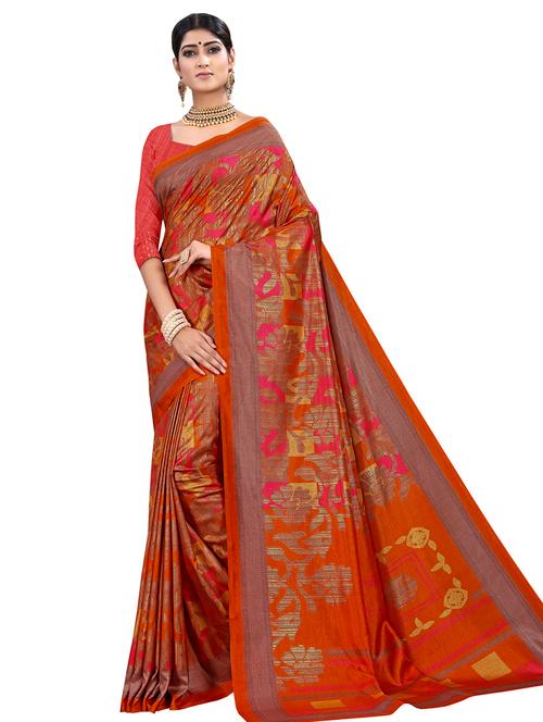 self-design printed saree with blouse - 16649405 - Very Small Image - 1