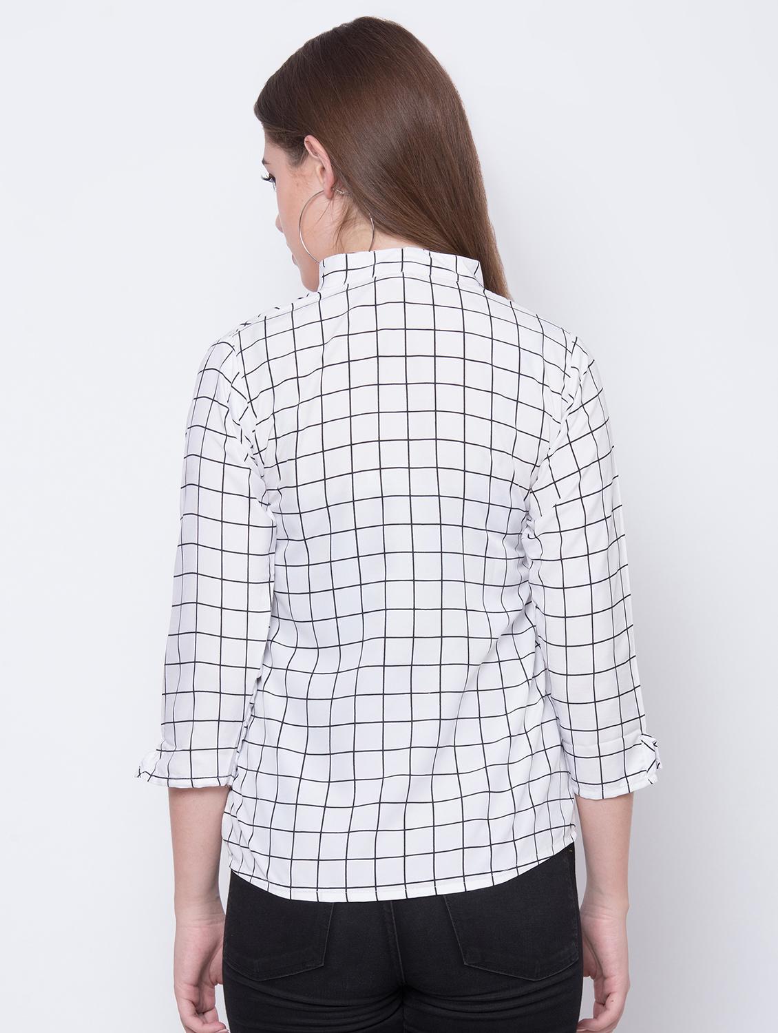 women's straight mandarin neck top - 16649558 - Standard Image - 3