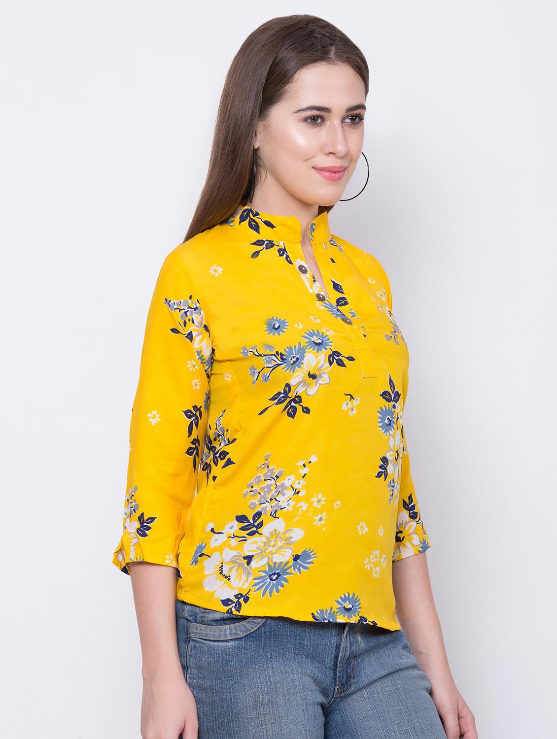 women's straight mandarin neck top - 16649560 - Zoom Image - 2