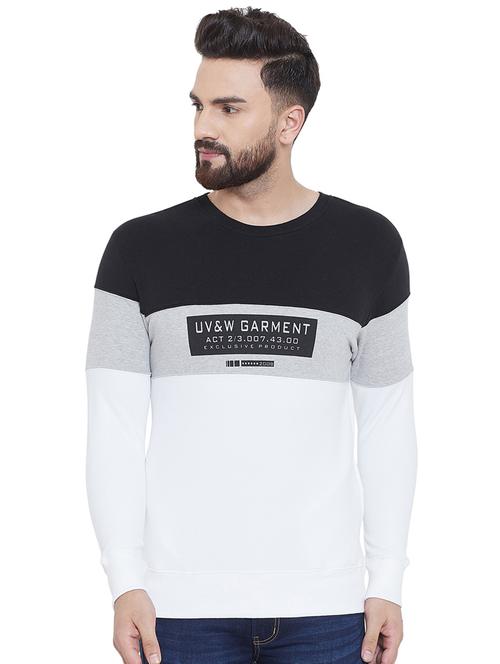 grey chest print color block sweatshirt - 16649592 - Very Small Image - 1