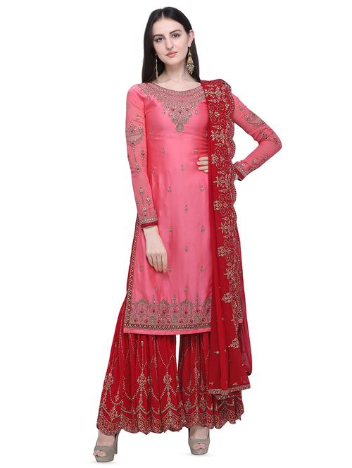 embroidered semi-stitched suit - 16649625 - Very Small Image - 1
