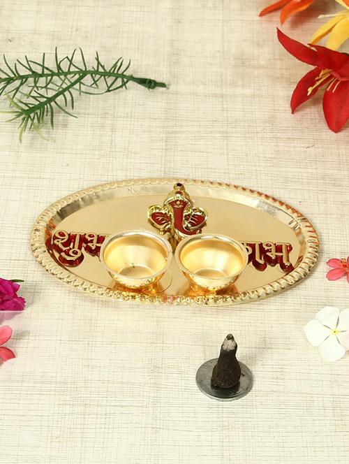 decorative haldi kumkum holder/ puja thali - 16649923 - Very Small Image - 1