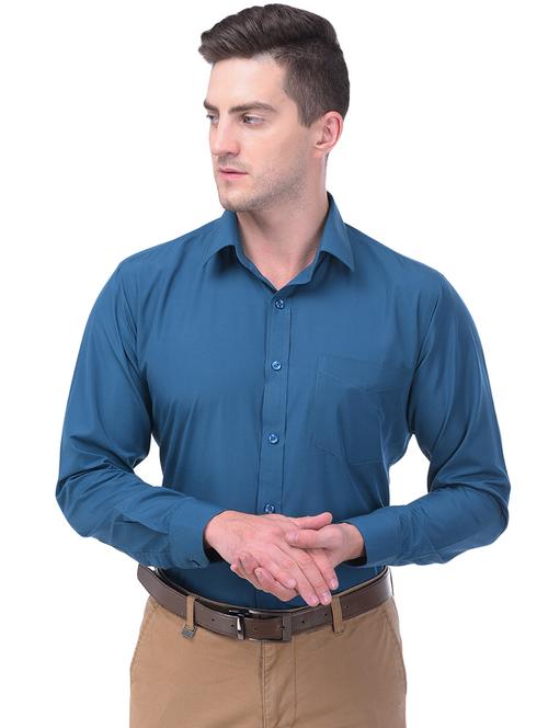 blue solid formal shirt - 16650511 - Very Small Image - 1