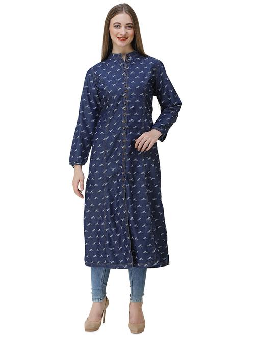 denim printed straight kurta  - 16650772 - Very Small Image - 1