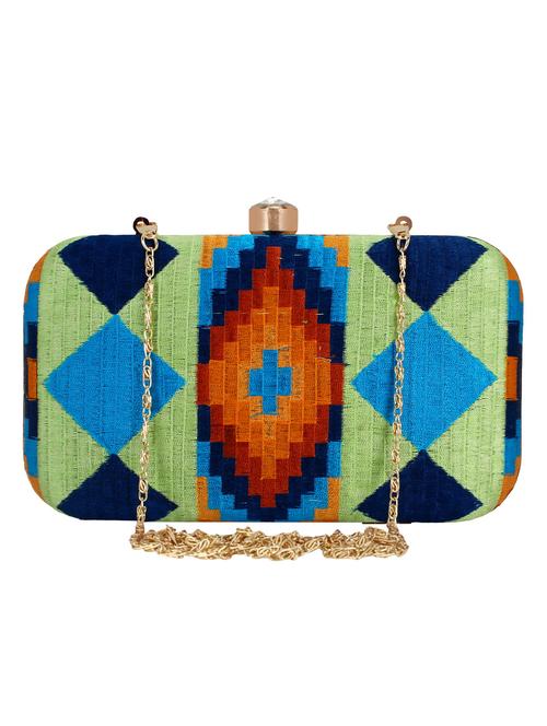 green faux silk box clutch - 16651076 - Very Small Image - 1