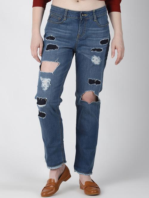 high rise distressed jeans  - 16656732 - Very Small Image - 1