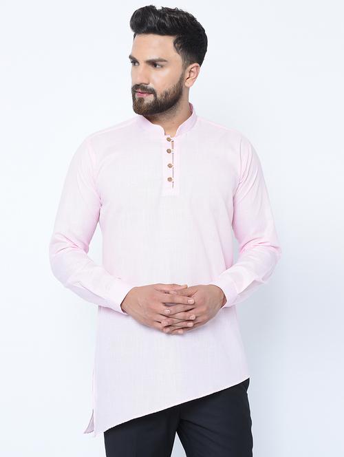 pink solid asymmetric kurta - 16657996 - Very Small Image - 1