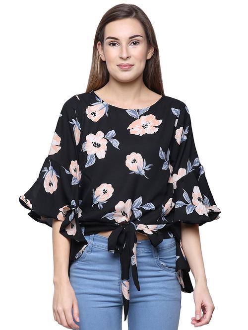 tie front bell sleeved top  - 16658532 - Very Small Image - 1