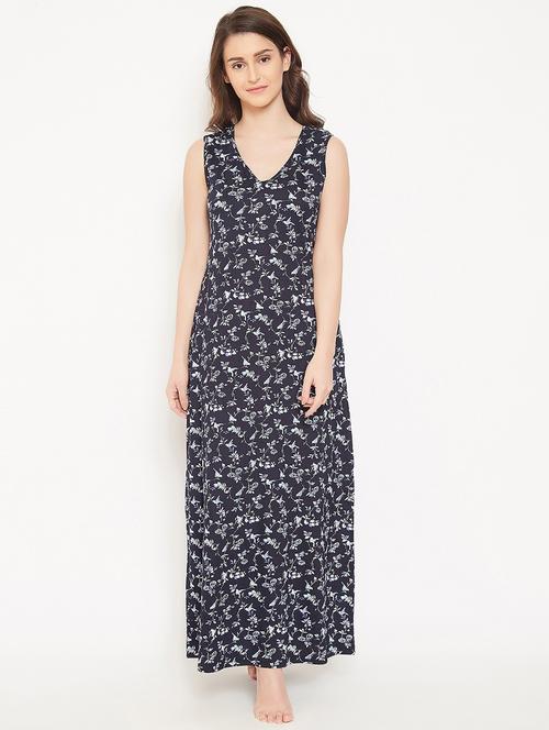 v-neck floral nighty - 16660642 - Very Small Image - 1