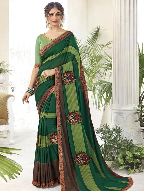 paisley printed saree with blouse - 16661646 - Very Small Image - 1